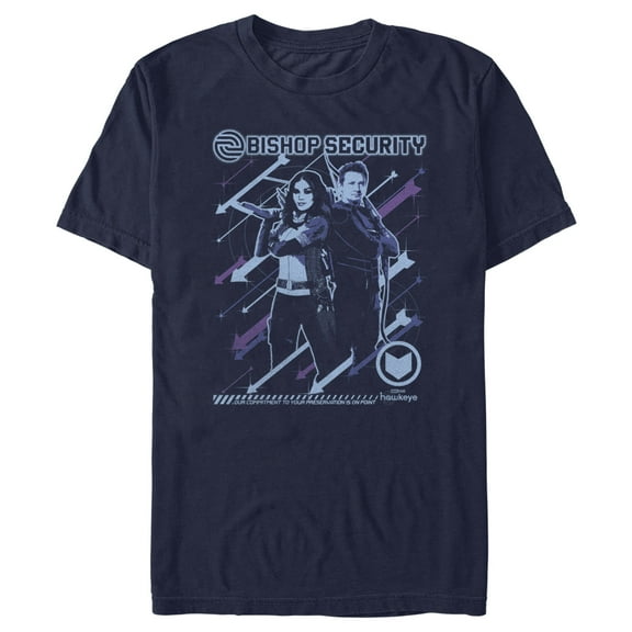 Men's Marvel Hawkeye Kate Bishop Security  Graphic Tee Navy Blue 2X Large