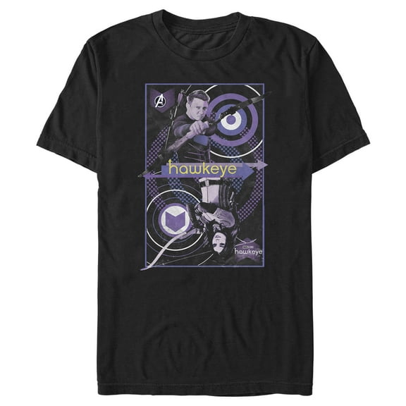 Men's Marvel Hawkeye King of Arrows  Graphic Tee Black Large