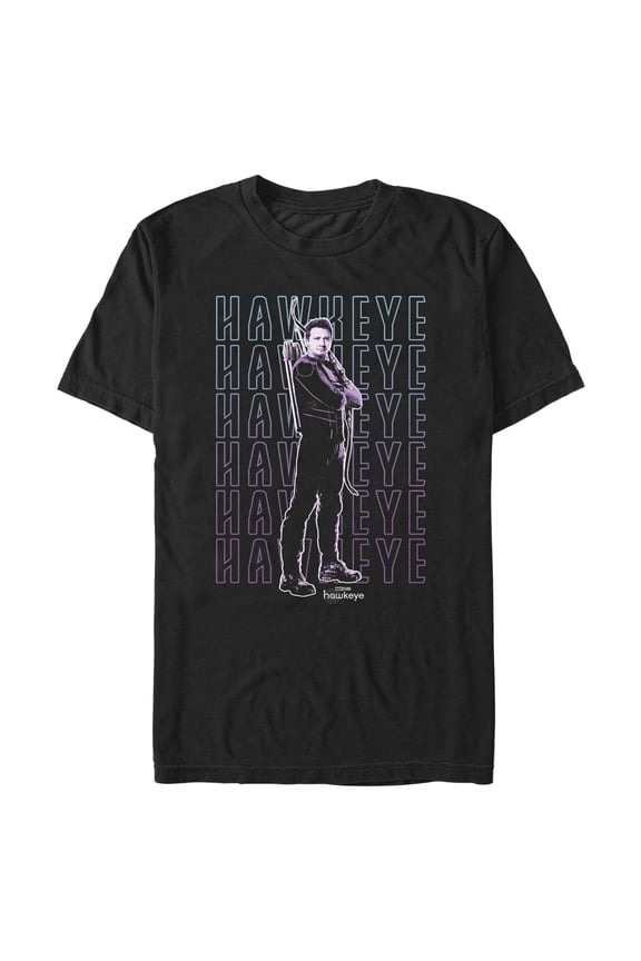 Men's Marvel Hawkeye Name Stack Graphic Tee Black Large
