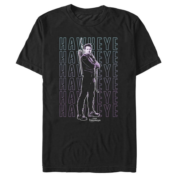 Men's Marvel Hawkeye Name Stack  Graphic Tee Black Small