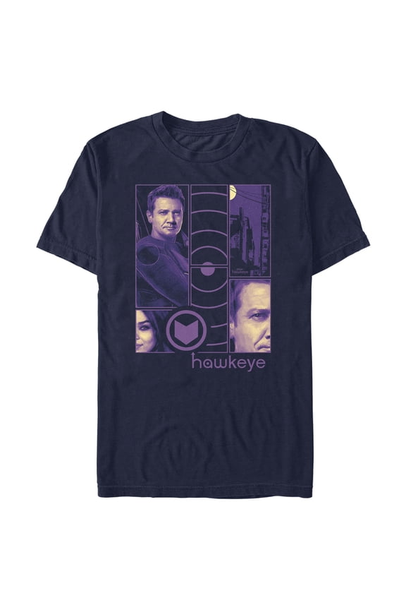 Men's Marvel Hawkeye Purple Panels Graphic Tee Navy Blue 3X Large