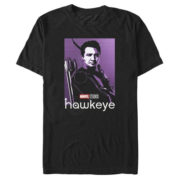Men's Marvel Hawkeye Purple Portrait  Graphic Tee Black 2X Large