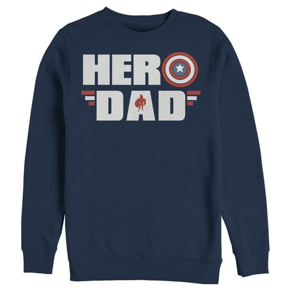 Men's Marvel Hero Dad Captain America Shield Sweatshirt Navy Blue 2X Large