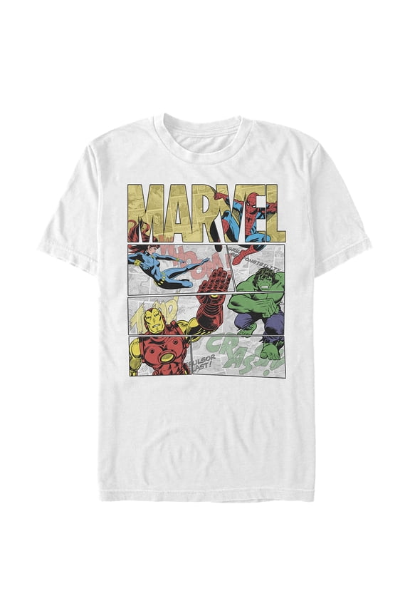 Men's Marvel Heroic Comic Strip Graphic Tee White Large