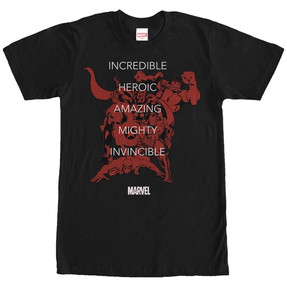 Men's Marvel Heroic Words Graphic Tee Black Small