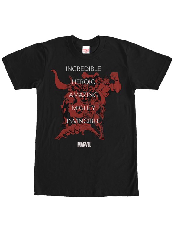 Men's Marvel Heroic Words Graphic Tee Black Small