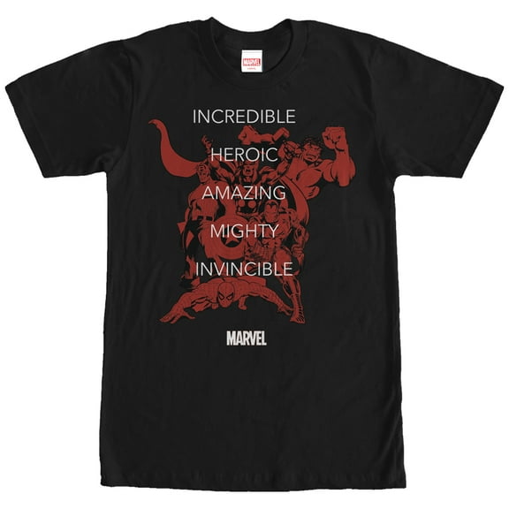 Men's Marvel Heroic Words Graphic Tee Black X Large