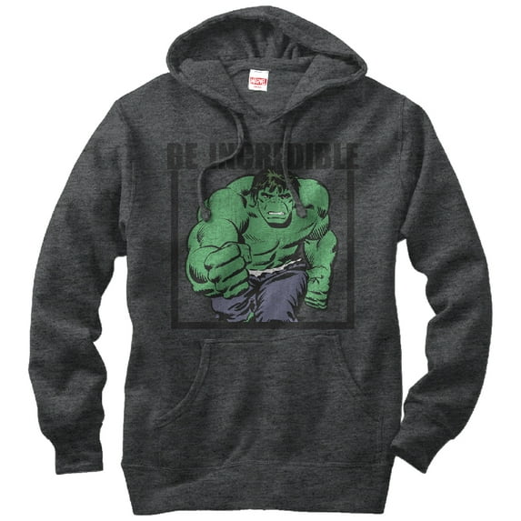 Men's Marvel Hulk Be Incredible Pull Over Hoodie Charcoal Heather X Large