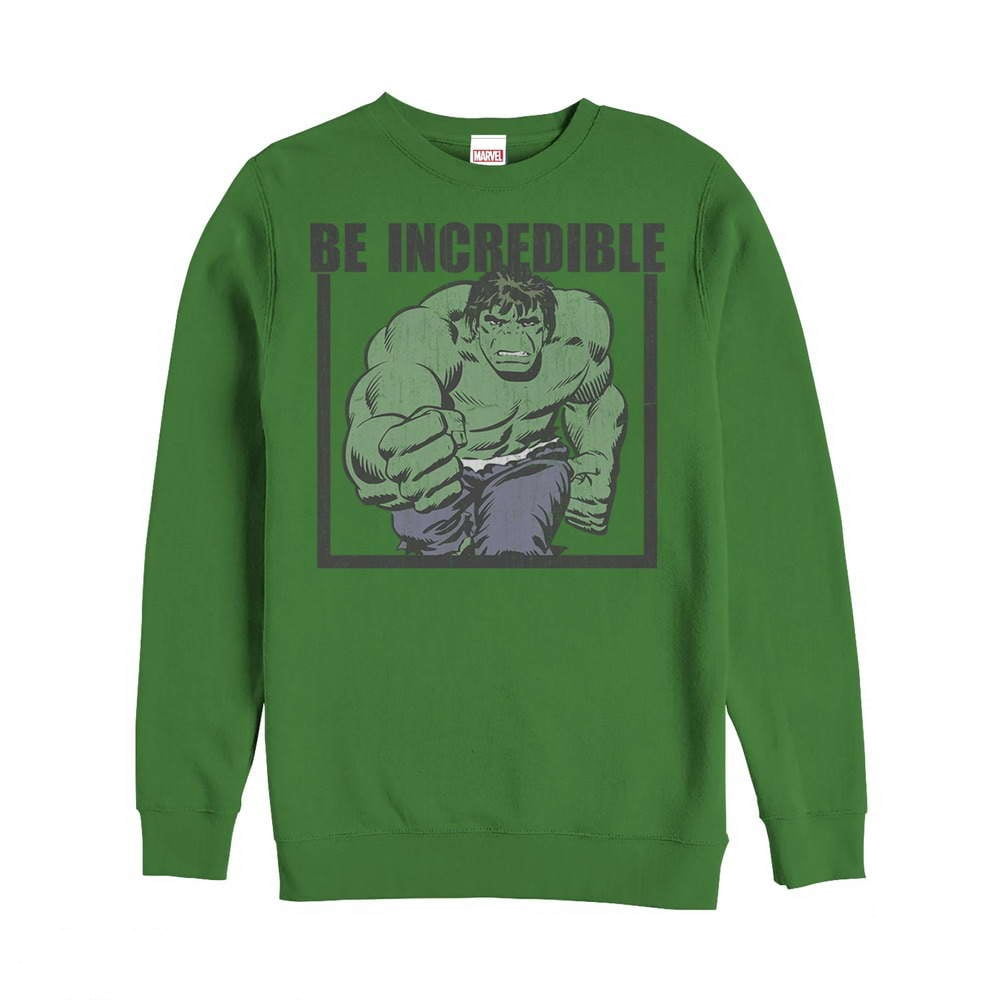 Men's Marvel Hulk Be Incredible Sweatshirt Kelly Green Medium - Walmart.com