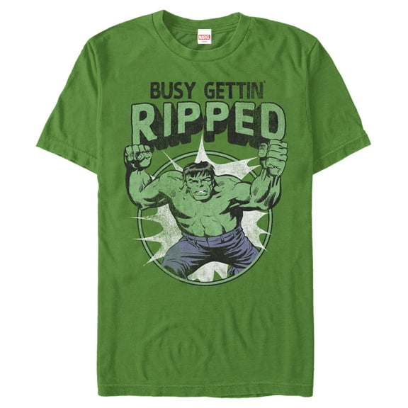 Men's Marvel Hulk Busy Getting' Ripped  Graphic Tee Kelly Green X Large