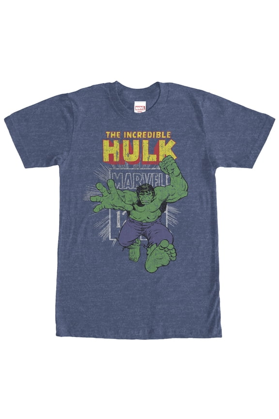 Men's Marvel Hulk Comic Book Cent Graphic Tee Navy Blue Heather Medium