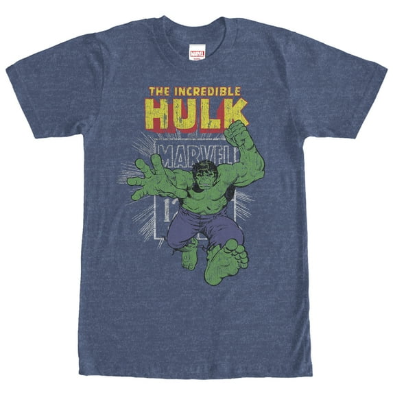 Men's Marvel Hulk Comic Book Cent Graphic Tee Navy Blue Heather X Large