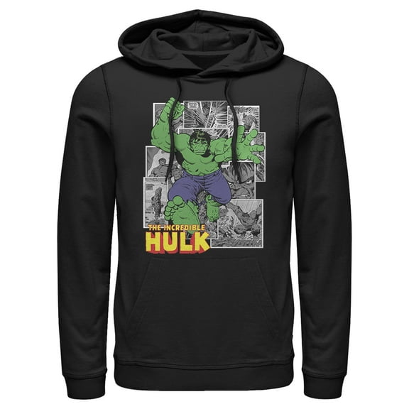 Men's Marvel Hulk Comic Panel Collage Pull Over Hoodie