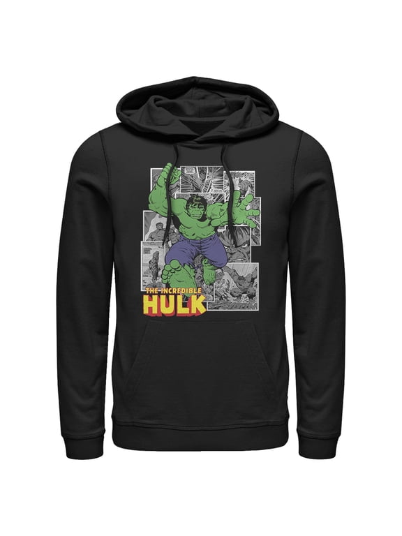 Men's Marvel Hulk Comic Panel Collage Pull Over Hoodie
