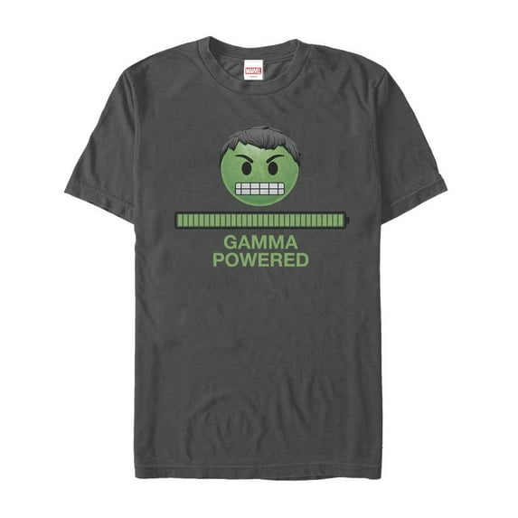 Men's Marvel Hulk Gamma Powered Emoticon Graphic Tee Charcoal Medium