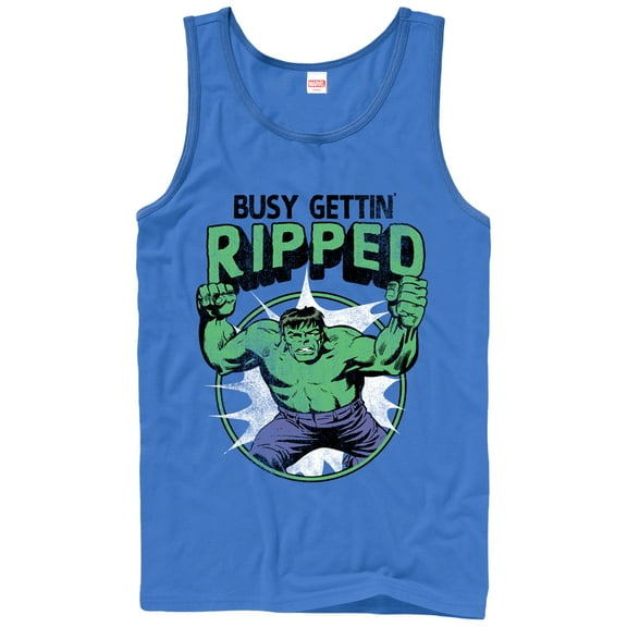 Men's Marvel Hulk Getting Ripped  Tank Top Royal Blue Small
