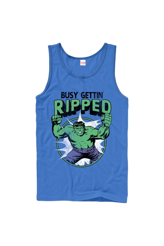 Men's Marvel Hulk Getting Ripped Tank Top Royal Blue Small