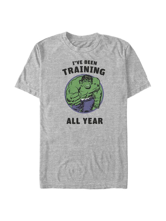 Men's Marvel Hulk I've Been Training All Year Graphic Tee Athletic Heather Medium