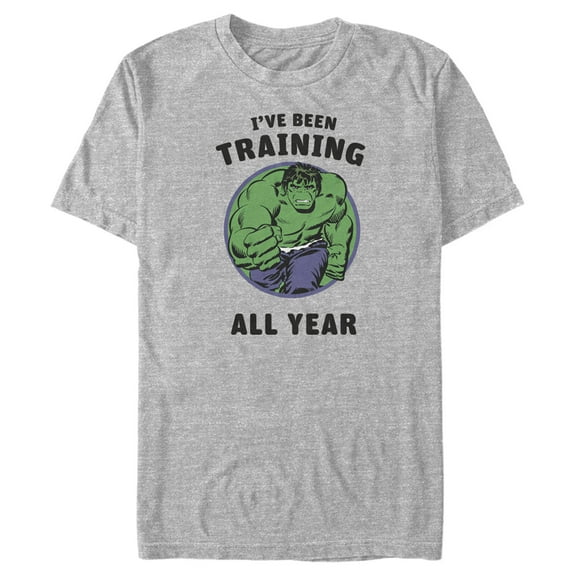 Men's Marvel Hulk I've Been Training All Year  Graphic Tee Athletic Heather X Large