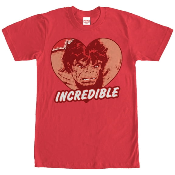Men's Marvel Hulk Incredible Heart  Graphic Tee Red Small