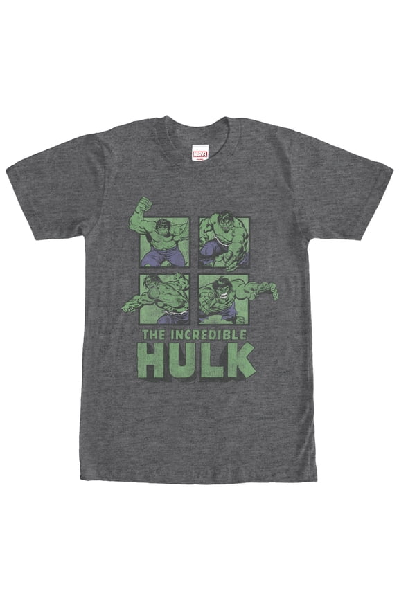 Men's Marvel Hulk Panels Graphic Tee Charcoal Heather Medium