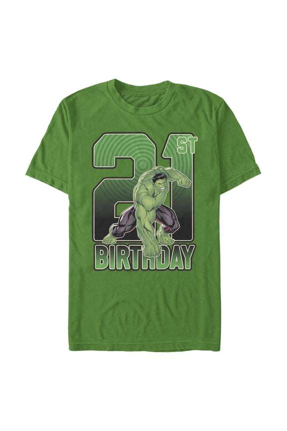 Men's Marvel Hulk Smash 21st Birthday Graphic Tee Kelly Green 2X Large