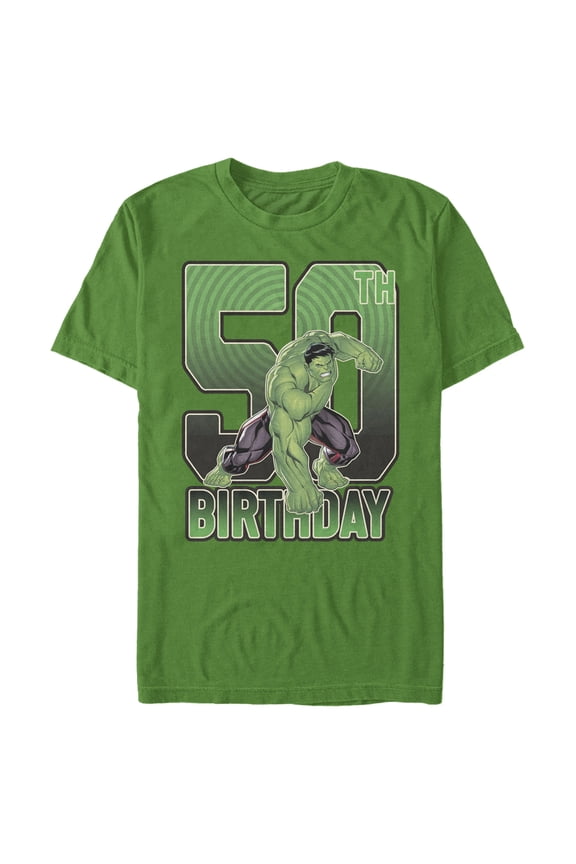 Men's Marvel Hulk Smash 50th Birthday Graphic Tee Kelly Green Large