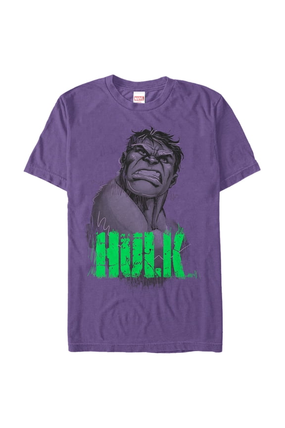 Men's Marvel Hulk Smile Sketch Graphic Tee Purple Small