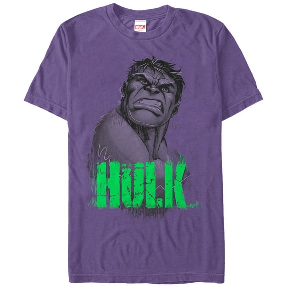Men's Marvel Hulk Smile Sketch Graphic Tee Purple Small