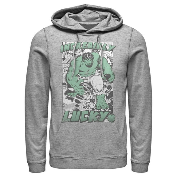 Men's Marvel Hulk St. Patrick's Day Comic Incredibly Lucky  Pull Over Hoodie