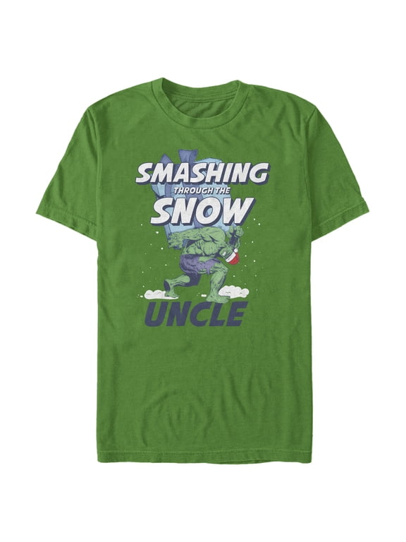 Men's Marvel Hulk Uncle Smashing Snow Graphic Tee Kelly Green Large