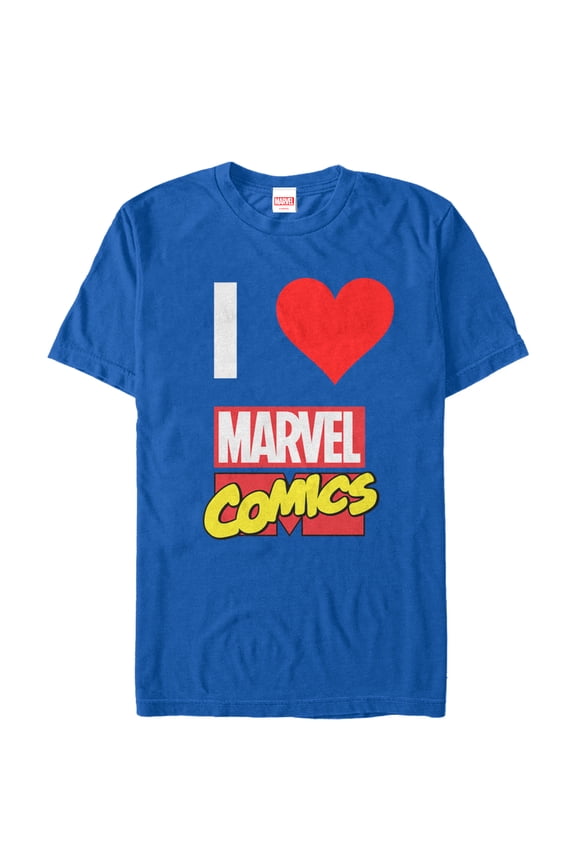 Men's Marvel I Love Comics Graphic Tee Royal Blue Medium