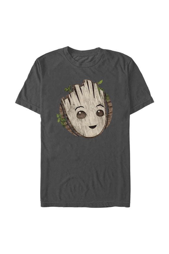 Men's Marvel: I am Groot Cute Smiling Groot Face Graphic Tee Charcoal 3X Large