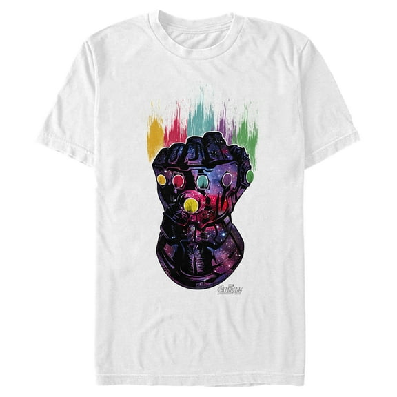 Men's Marvel Infinity War Galaxy Paint Gauntlet  Graphic Tee White Large Tall