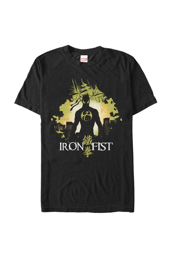 Men's Marvel Iron Fist Cityscape Graphic Tee Black Medium