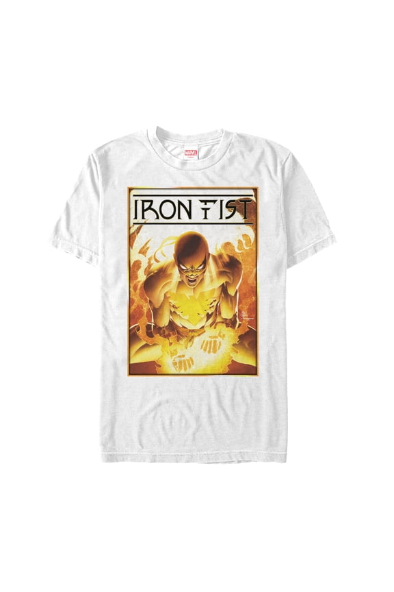Men's Marvel Iron Fist Flames  Graphic Tee White 2X Large