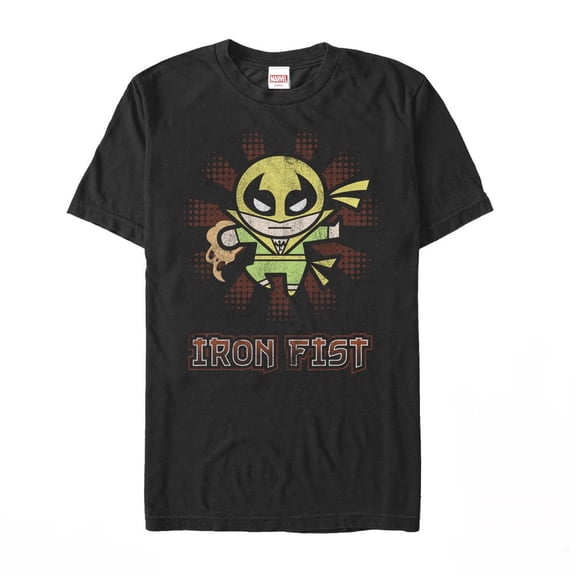 Men's Marvel Iron Fist Kawaii  Graphic Tee Black Large