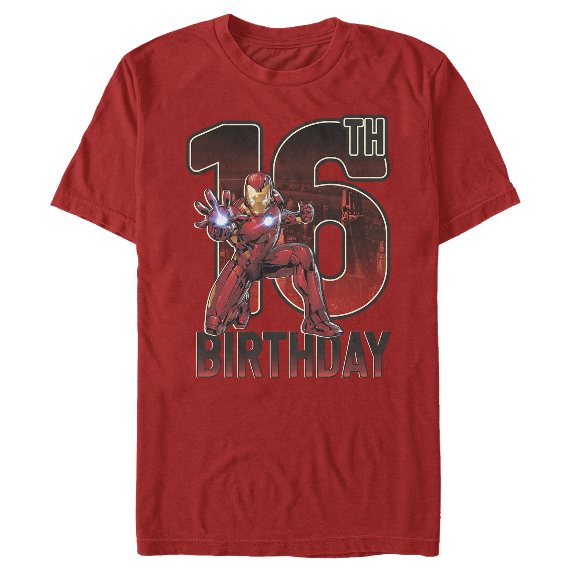 Men's Marvel Iron Man 16th Birthday Action Pose Graphic Tee Red Small ...