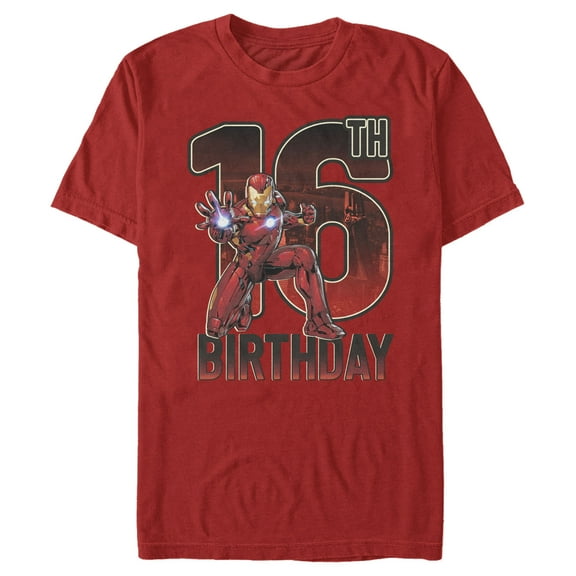 Men's Marvel Iron Man 16th Birthday Action Pose  Graphic Tee Red X Large