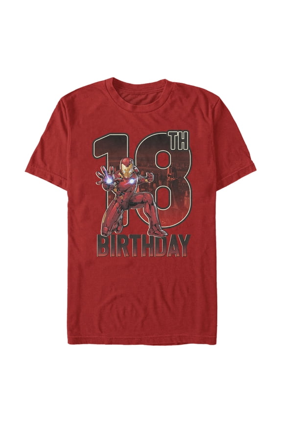 Men's Marvel Iron Man 18th Birthday Action Pose Graphic Tee Red Large