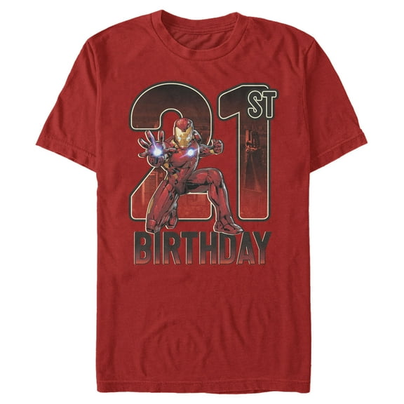 Men's Marvel Iron Man 21st Birthday Action Pose  Graphic Tee Red Medium