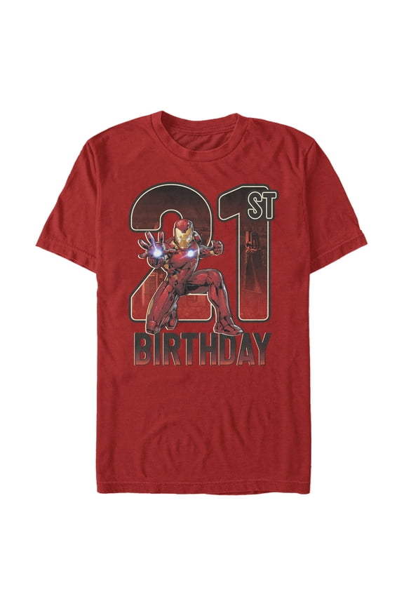 Men's Marvel Iron Man 21st Birthday Action Pose Graphic Tee Red X Large