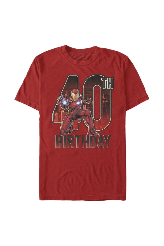 Men's Marvel Iron Man 40th Birthday Action Pose Graphic Tee Red 2X Large