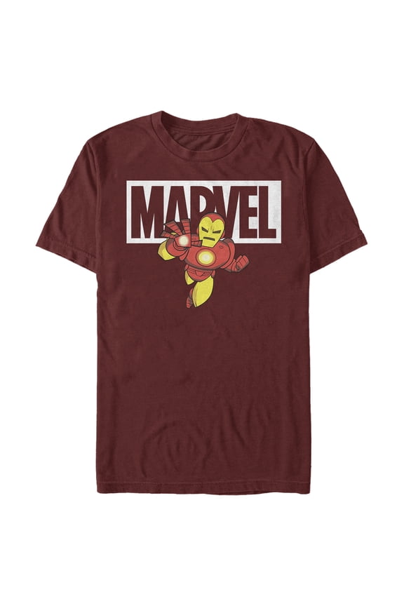 Men's Marvel Iron Man Brick Logo Graphic Tee Cardinal Large