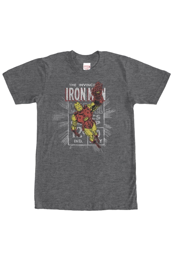 Men's Marvel Iron Man Comic Book Cent Graphic Tee Charcoal Heather Large