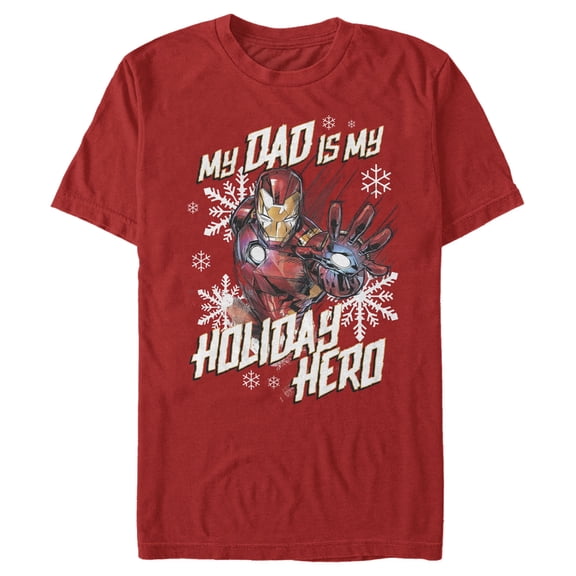 Men's Marvel Iron Man Dad Holiday Hero Graphic Tee Red 3X Large