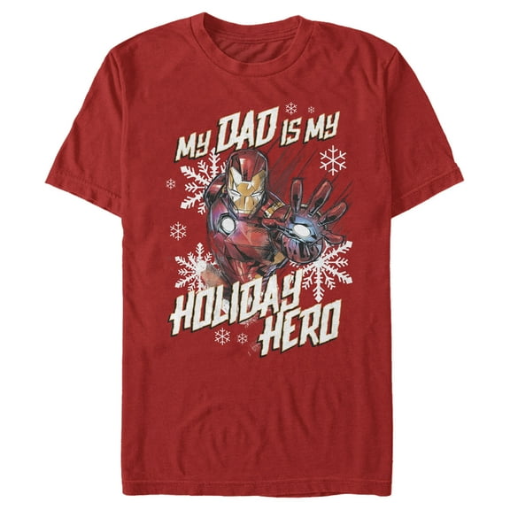 Men's Marvel Iron Man Dad Holiday Hero  Graphic Tee Red X Large