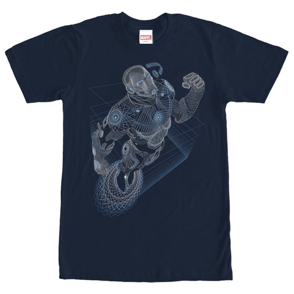 Men's Marvel Iron Man Geometric Graphic Tee Navy Blue 2X Large