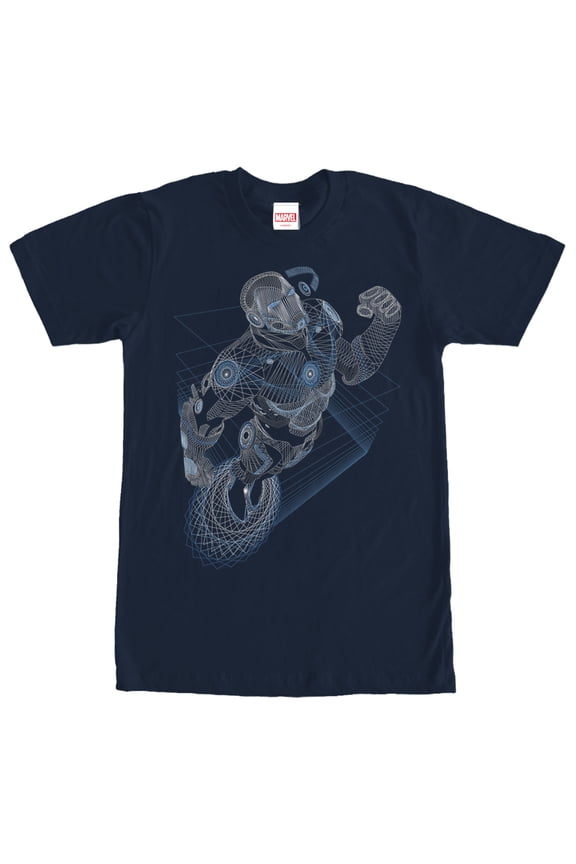 Men's Marvel Iron Man Geometric  Graphic Tee Navy Blue Large