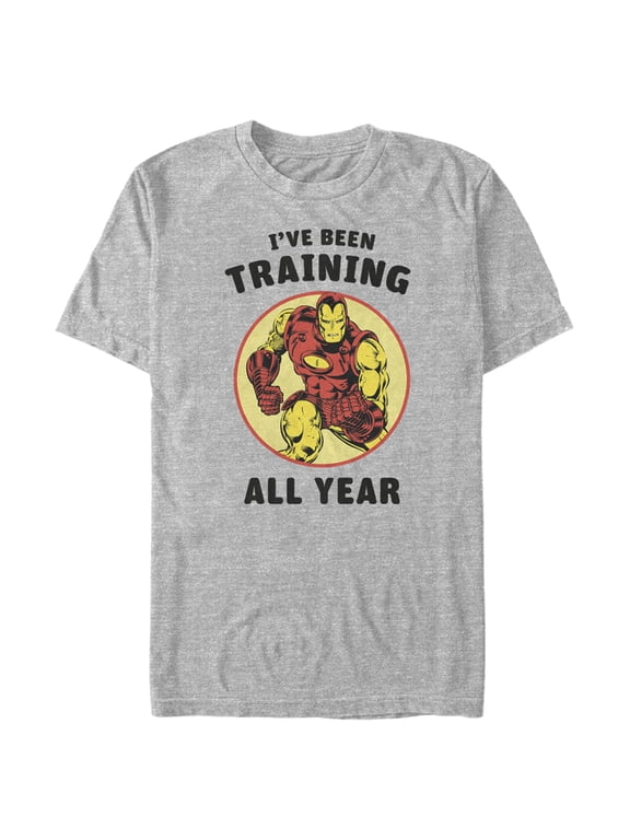 Men's Marvel Iron Man I've Been Training All Year Graphic Tee Athletic Heather Medium